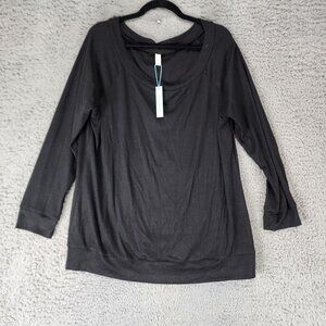 Ysyokow Shirt Womens XXL Black Jersey Knit Scoop Neck Shirt *NWT*